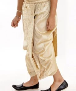 JBN Creation Boys' Gold Silk Blend Embroidered Dhoti