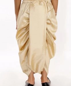JBN Creation Boys' Gold Silk Blend Embroidered Dhoti