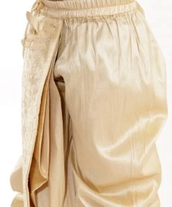 JBN Creation Boys' Gold Silk Blend Embroidered Dhoti