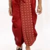 JBN Creation Boys' Maroon Silk Blend Embroidered Dhoti