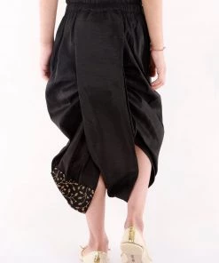 JBN Creation Boys' Black Silk Blend Embroidered Dhoti