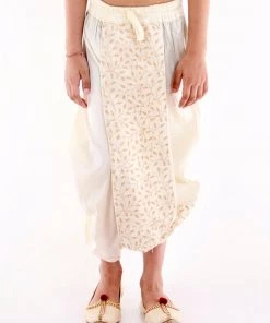 JBN Creation Boys' Cream Silk Blend Embroidered Dhoti