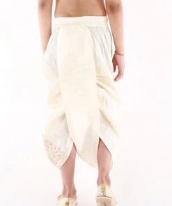 JBN Creation Boys' Cream Silk Blend Embroidered Dhoti