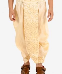 JBN Creation Boys' Gold Silk Blend Embroidered Dhoti