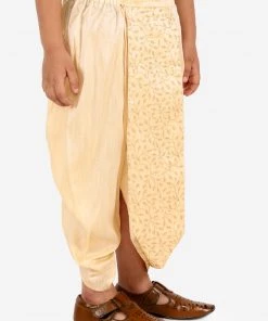 JBN Creation Boys' Gold Silk Blend Embroidered Dhoti
