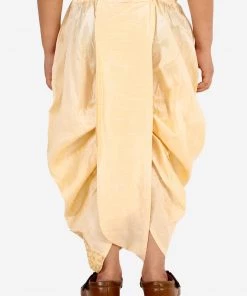 JBN Creation Boys' Gold Silk Blend Embroidered Dhoti