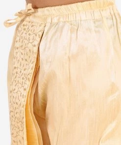 JBN Creation Boys' Gold Silk Blend Embroidered Dhoti