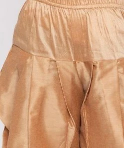 JBN Creation Boys' Gold Cotton Silk Sherwani Set