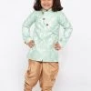 JBN Creation Boys' Light Green Cotton Silk Sherwani And Churidar Set Buy 1 Get 1