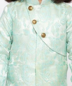 JBN Creation Boys' Light Green Cotton Silk Sherwani And Churidar Set Buy 1 Get 1