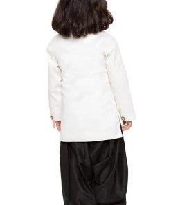 JBN Creation Boys' White Cotton Silk Sherwani And Dhoti Set