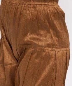 JBN Creation Boys' Brown Cotton Silk Sherwani And Churidar Set