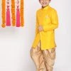 VASTRAMAY Boys Mustard And Rose Gold Indowestern Set