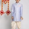 VASTRAMAY Boys Lavender Indo Western Jacquard Sherwani And Dhoti Pant Set