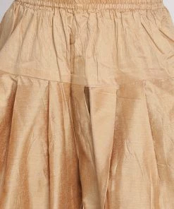 VASTRAMAY Boys Maroon Indo Western Jacquard Sherwani And Dhoti Pant Set