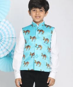 Vastramay Boys Aqua Colour Nehru Jacket