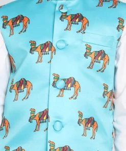 Vastramay Boys Aqua Colour Nehru Jacket 11 Vastramay Boys Aqua Colour Nehru Jacket
