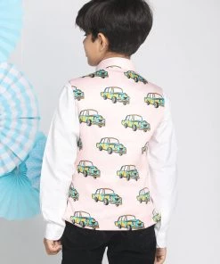 VASTRAMAY Boys Multicolor-Base-Peach Nehru Jacket