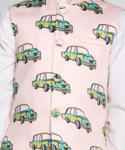 VASTRAMAY Boys Multicolor-Base-Peach Nehru Jacket