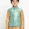 VASTRAMAY Boys Green Silk Blend Jacket