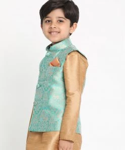 VASTRAMAY Boys Green Silk Blend Jacket 9 VASTRAMAY Boys Green Silk Blend Jacket