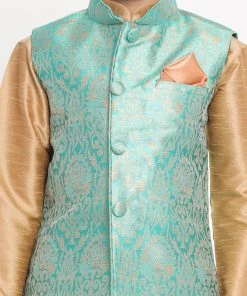 VASTRAMAY Boys Green Silk Blend Jacket 11 VASTRAMAY Boys Green Silk Blend Jacket