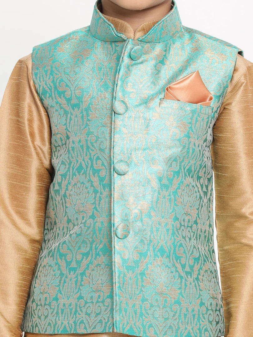 VASTRAMAY Boys Green Silk Blend Jacket 6 VASTRAMAY Boys Green Silk Blend Jacket