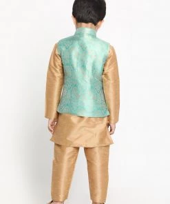 VASTRAMAY Boys Green Silk Blend Jacket 10 VASTRAMAY Boys Green Silk Blend Jacket