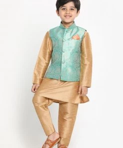 VASTRAMAY Boys Green Silk Blend Jacket 12 VASTRAMAY Boys Green Silk Blend Jacket