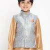 Vastramay Boys' Grey Silk Blend Jacket