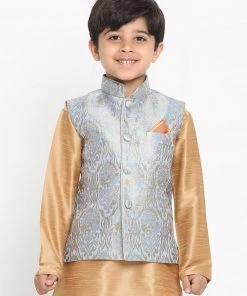 Vastramay Boys' Grey Silk Blend Jacket