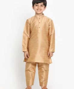 Vastramay Boys Grey Silk Blend Kurta, Ethnic Jacket And Pyjama Set