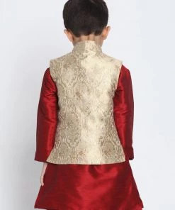 Vastramay Silk Blend Rose Gold Baap Beta Ethnic Jacket