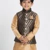 JBN Creation Boys Black Cotton Silk Blend Nehru Jacket