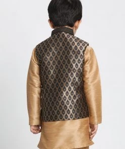 Vastramay Silk Blend Black And Gold Baap Beta Ethnic Jacket 17 Vastramay Silk Blend Black And Gold Baap Beta Ethnic Jacket