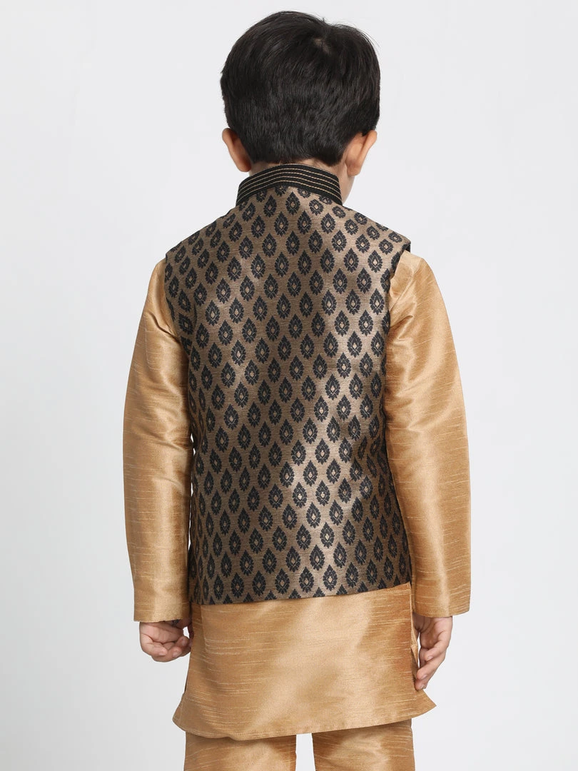 Vastramay Silk Blend Black And Gold Baap Beta Ethnic Jacket 10 Vastramay Silk Blend Black And Gold Baap Beta Ethnic Jacket