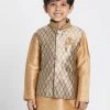JBN Creation Boys' Gold Cotton Silk Blend Nehru Jacket 2 JBN Creation Boys' Gold Cotton Silk Blend Nehru Jacket