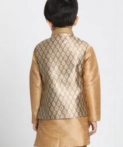 Vastramay Silk Blend Gold Baap Beta Ethnic Jacket