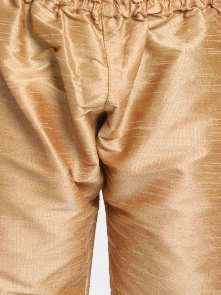 JBN Creation Boys' Gold Cotton Silk Blend Kurta, Waistcoat And Pyjama Set 6 JBN Creation Boys' Gold Cotton Silk Blend Kurta, Waistcoat And Pyjama Set