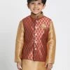JBN Creation Boys' Maroon Cotton Silk Blend Nehru Jacket