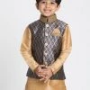 JBN Creation Boys' Deep Blue Cotton Silk Blend Nehru Jacket