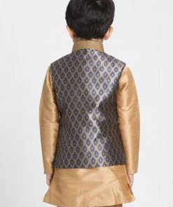 JBN Creation Boys' Deep Blue Cotton Silk Blend Nehru Jacket 11 JBN Creation Boys' Deep Blue Cotton Silk Blend Nehru Jacket