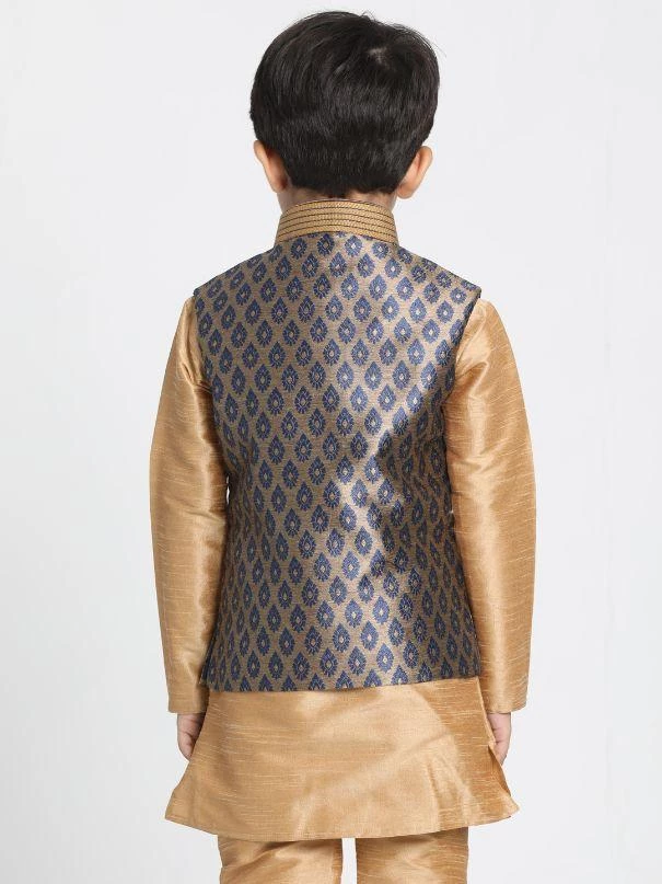 JBN Creation Boys' Deep Blue Cotton Silk Blend Nehru Jacket 6 JBN Creation Boys' Deep Blue Cotton Silk Blend Nehru Jacket