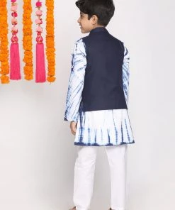 Vastramay Boys Navy Blue Dyed Regular Pure Cotton Kurta With Pyjamas & Nehru Jacket 11 Vastramay Boys Navy Blue Dyed Regular Pure Cotton Kurta With Pyjamas & Nehru Jacket