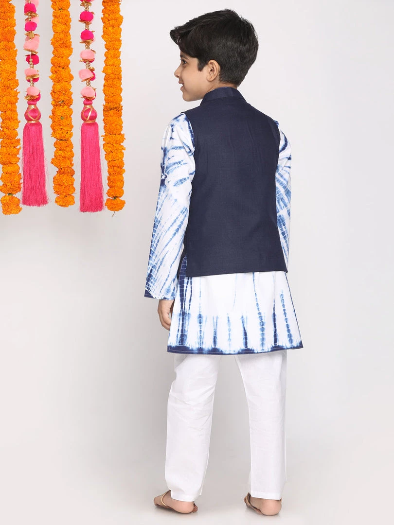 Vastramay Boys Navy Blue Dyed Regular Pure Cotton Kurta With Pyjamas & Nehru Jacket 5 Vastramay Boys Navy Blue Dyed Regular Pure Cotton Kurta With Pyjamas & Nehru Jacket
