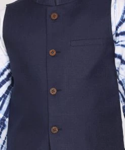 Vastramay Boys Navy Blue Dyed Regular Pure Cotton Kurta With Pyjamas & Nehru Jacket 12 Vastramay Boys Navy Blue Dyed Regular Pure Cotton Kurta With Pyjamas & Nehru Jacket