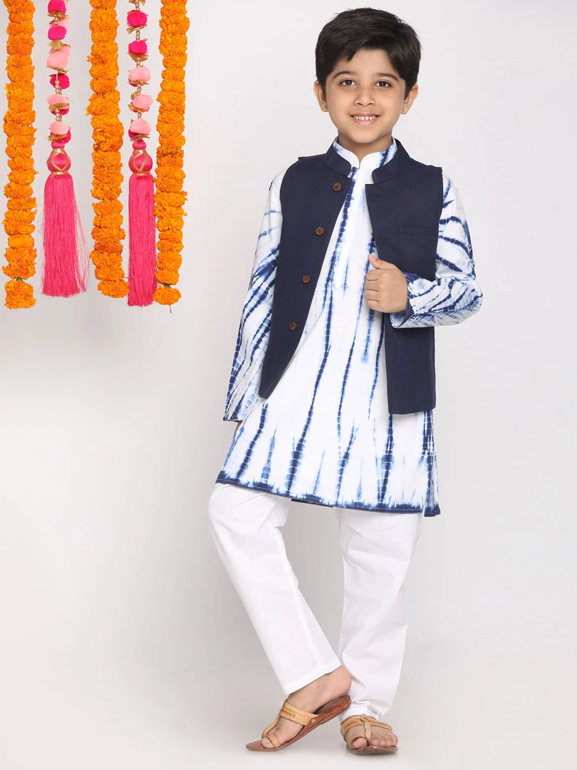 Vastramay Boys Navy Blue Dyed Regular Pure Cotton Kurta With Pyjamas & Nehru Jacket 7 Vastramay Boys Navy Blue Dyed Regular Pure Cotton Kurta With Pyjamas & Nehru Jacket