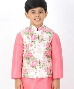 VASTRAMAY Boys Multicolor-Base-Cream Nehru Jacket