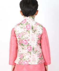 VASTRAMAY Boys Multicolor-Base-Cream Nehru Jacket 10 VASTRAMAY Boys Multicolor-Base-Cream Nehru Jacket