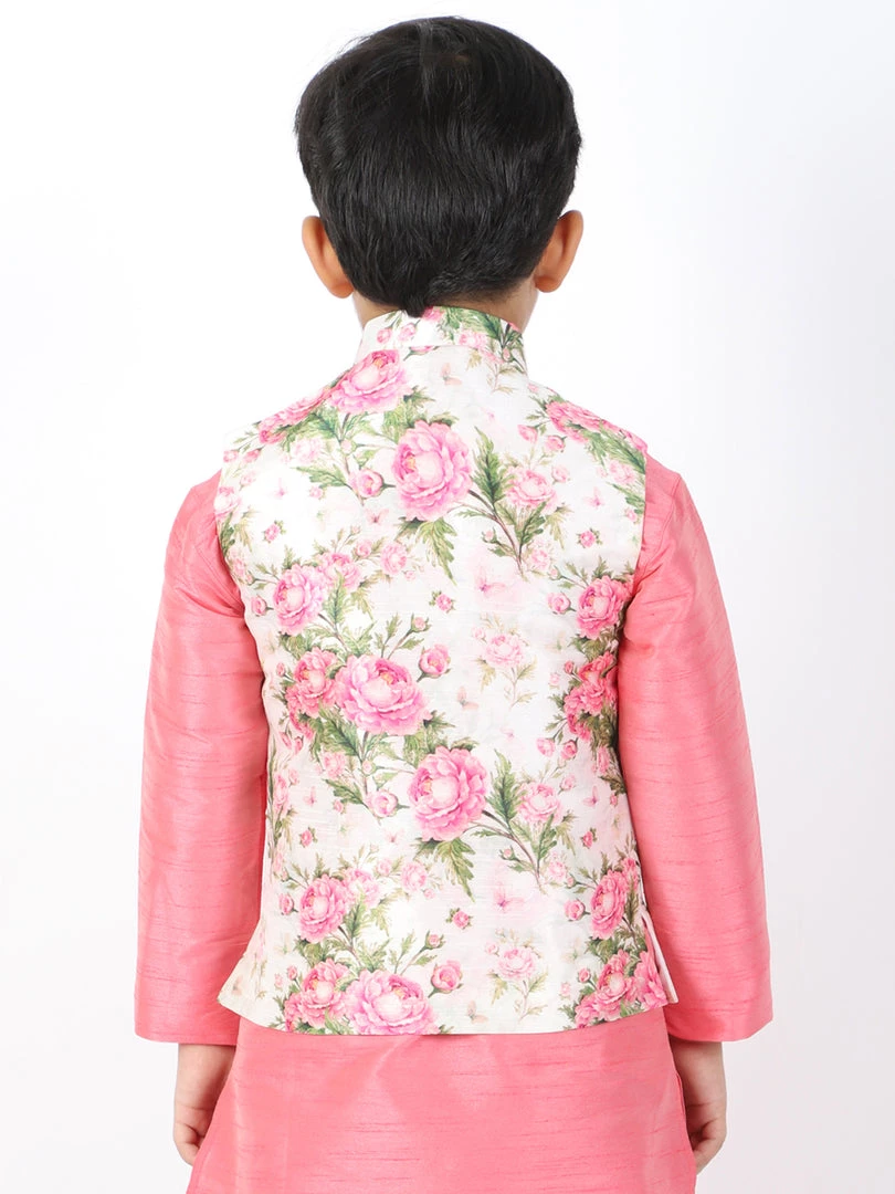 VASTRAMAY Boys Multicolor-Base-Cream Nehru Jacket 5 VASTRAMAY Boys Multicolor-Base-Cream Nehru Jacket